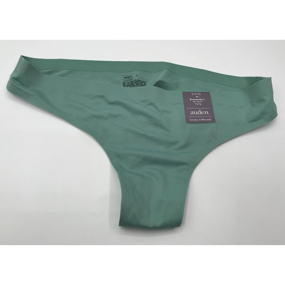 Auden Brushed Micro No Show Tong Panties Womens Size Small 4-6‎ Green Stretch